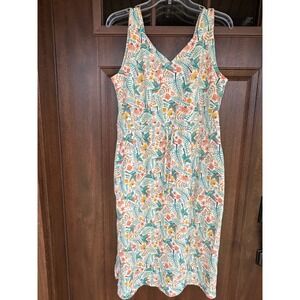 DULUTH Trading Co. Women's To 'n' Flow Midi Tank Dress Hummingbird Floral |SZ M